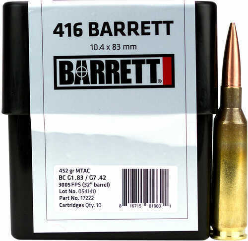 416 Barrett 452 Grain MTAC Cutting Edge Bullet 10 Rounds Ammunition